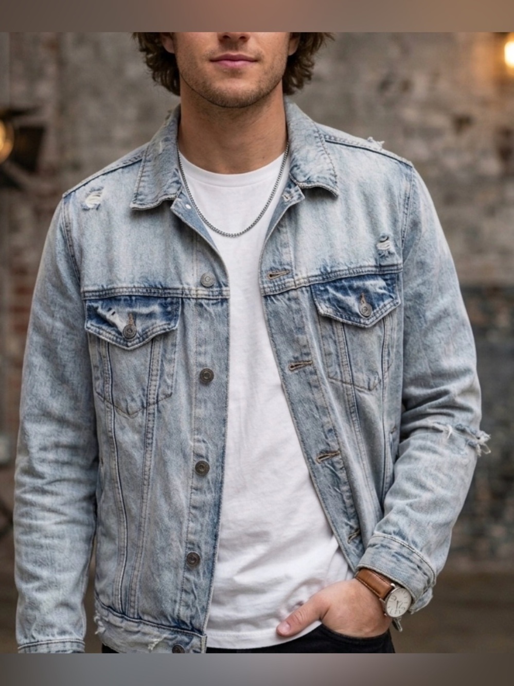 Old Navy Light Blue Denim Jacket for Men